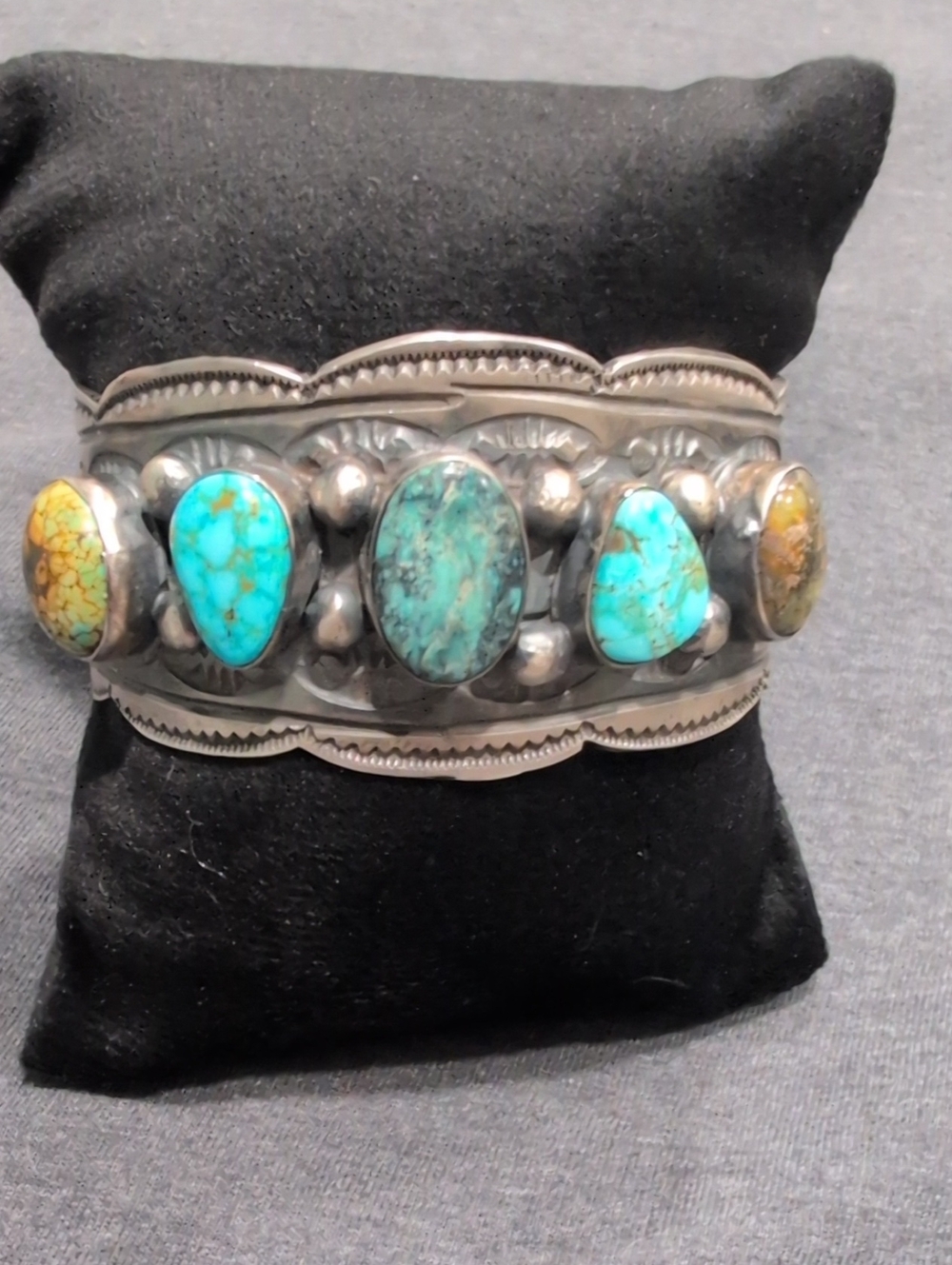 Turquoise Multi-Stone Silver Cuff Bracelet - Women Jewelry Bracelet - Picture 1 of 5